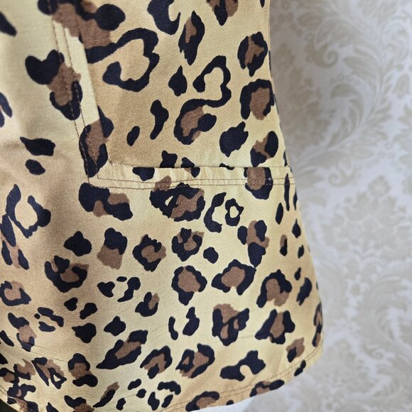Allison Taylor Size 6 100% Silk Leopard Print Blazer ¾ Sleeve Ties at Cuffs - Picture 4 of 12
